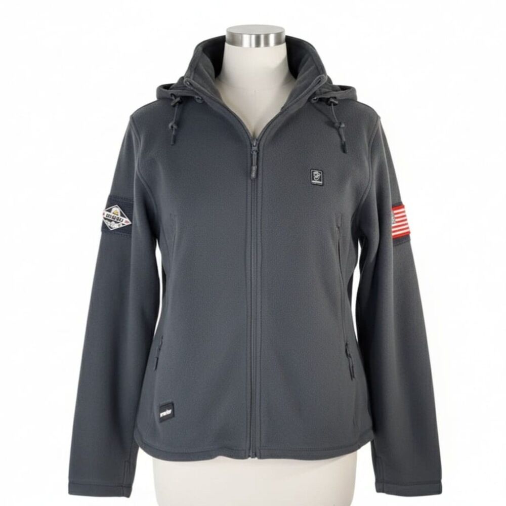Dewbu Heated Hooded Parka Polar Fleece Jacket XL - 12V Battery & 3 Heat Settings